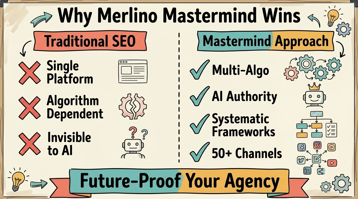 Traditional SEO vs Merlino Mastermind Comparison